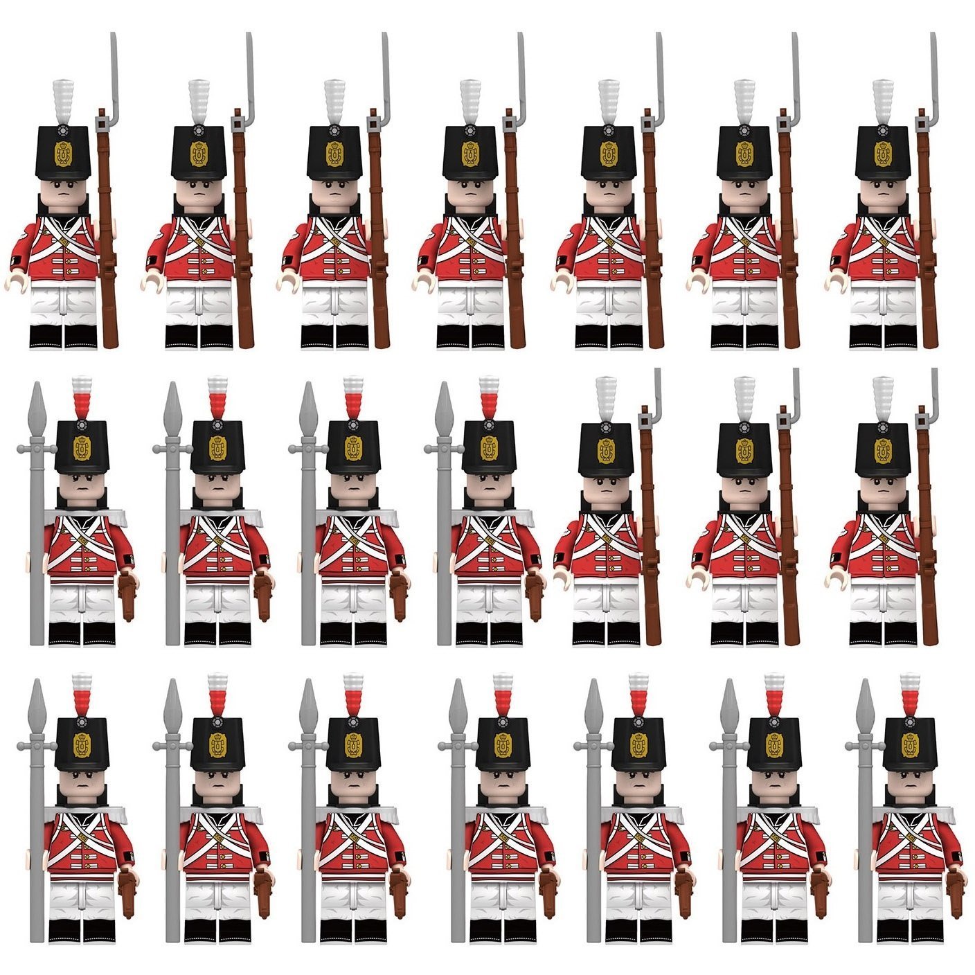 21pcs Napoleonic Wars The British Redcoat Soldiers British Fusilier Minifigures