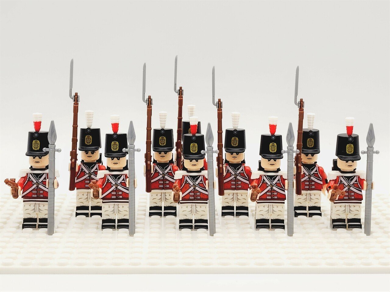 10pcs Napoleonic Wars British Royal Fusiliers Redcoat Soldiers Minifigures Toys