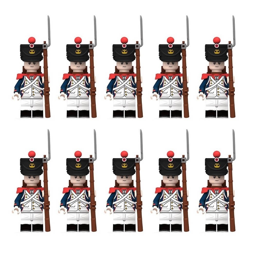 10pcs Napoleonic Wars Line Infantry French Fusilier Soldiers Minifigures Toys