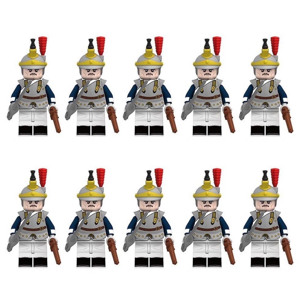 10pcs Napoleonic Wars French Cuirassier Cavalry Guards Minifigures Toys