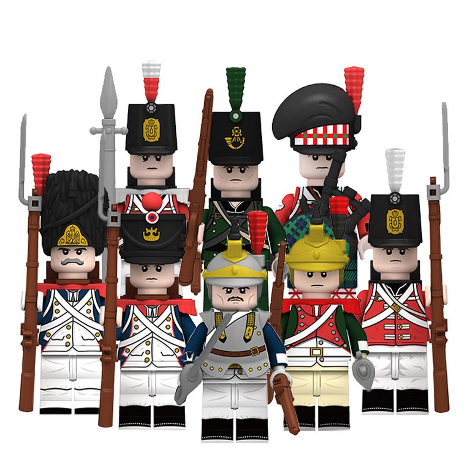 8pcs Napoleonic Wars British Army and French Army Soldiers Minifigures Toys