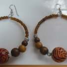 Big Beautiful Wood Ball and Bead Hoop Earrings