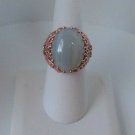 Signed PD Large Cab Stone Filigree Ring Size 7
