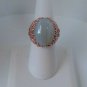 Signed PD Large Cab Stone Filigree Ring Size 7
