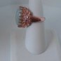 Signed PD Large Cab Stone Filigree Ring Size 7