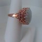 Signed PD Large Cab Stone Filigree Ring Size 7