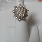 tall silver-tone adjustable Clear set rhinestone Starburst cocktail ring