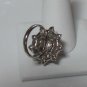 tall silver-tone adjustable Clear set rhinestone Starburst cocktail ring