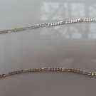 SU 925 Sterling Silver Italy Figaro Chain Link Ankle Bracelet 9"