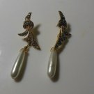 Kirks Folly Faux Pearl Drop Marcasite Earrings