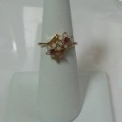 18K HGE Mother of Pearl and Purple Stone Ring  Size 6
