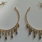 Large blue dangle rhinestone Pierced hoop earrings