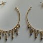 Large blue dangle rhinestone Pierced hoop earrings