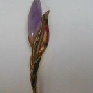 Large Gold-tone Purple Stone Flower Brooch/Pin
