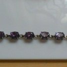 925 Sterling Silver Amethyst Tennis Bracelet Signed CAA 7.5"