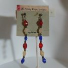 Vintage JK Jenny Kay Designs Red White Blue Bead Sterling Silver Post Earrings
