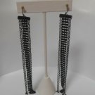 Very Long Black Tassel Chain Dangle Earrings 5.5" Long