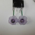 Silver-tone Purple Flower Drop-Dangle Earrings