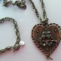Vintage Signed SHP Excl Copper Love Bird Heart Necklace Stanley Home Product