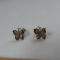 10k Two-tone Gold Diamond Butterfly Stud Earrings HN