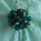Large Greenish Blue Teal Grape Cluster Stretch Ring