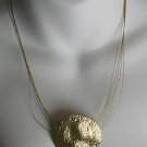 Fashion Hammered Gold Tone 3 multiple Wire Strand Medallion Necklace 9.5"