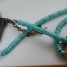 R&R Blue Bead & Rhinestone Necklace and Stretch Bracelet Set