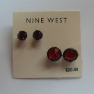 Nine West Red Rhinestone Stud Earrings