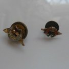 2 Vintage Shriners/ELFKKHURAFEH Diamond/Ruby enamel Lapel Pins