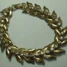 Vintage Gold-tone Rhinestone Leaves Link Bracelet 7" Long