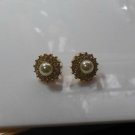 Vintage Faux Pearl & Rhinestone Pierced Earrings
