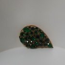 Vintage Brooch/Pin with Dark & Light Green Stones Teardrop Shaped