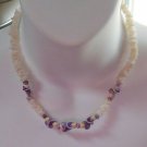 VIntage White Puka & Purple Shell Necklace w/Barrel Clasp