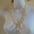 Mother-of-Pearl Shell Lei Necklace W/Gold-tone Spacers