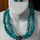 Barse Genuine Sea Bamboo Turquoise Beaded Necklace and Earrings Set