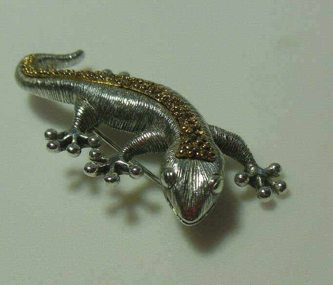 Vintage Signed LC Lizard Brooch