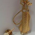 Gold-tone Baguette Rhinestone Golf Bag,Clubs & Enamel Tee Brooch