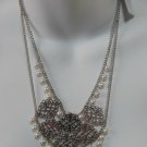 Jessica Simpson Silver-tone Faux Pearl Double Chain Necklace