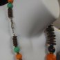Multi-Color Graduated Round/Flat Wood Bead Necklace