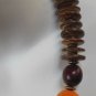 Multi-Color Graduated Round/Flat Wood Bead Necklace