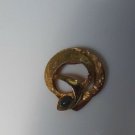 Vintage Signed Lieba USA Gold-tone Green Stone Textured Scarf Clip
