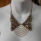 Signed MARK Clear Crystal & Rhinestone Layered Chain Bib Runway Necklace