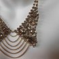Signed MARK Clear Crystal & Rhinestone Layered Chain Bib Runway Necklace