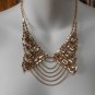Signed MARK Clear Crystal & Rhinestone Layered Chain Bib Runway Necklace