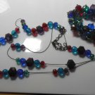 Multi-Color Faceted Glass Crystal Necklace, Stretch Bracelet & Earrings