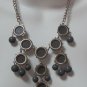 Gray & Silver tone Bead Chain Link Bib Necklace