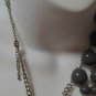 Gray & Silver tone Bead Chain Link Bib Necklace