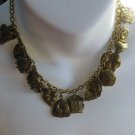 Vintage Brass-tone Dangling Charm Necklace