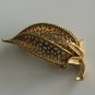 Vintage Large 18KT Gold Plated Acid Tested Filigree Leaf Brooch 2.75"