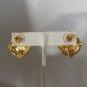 Vintage Signed SAL Gold Tone Black Faceted Crystal Stone Earrings